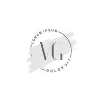 Initial VG minimalist logo with brush, Initial logo for signature, wedding, fashion. vector