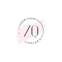 Initial ZQ minimalist logo with brush, Initial logo for signature, wedding, fashion. vector