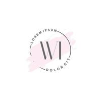 Initial WI minimalist logo with brush, Initial logo for signature, wedding, fashion. vector
