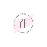 Initial YF minimalist logo with brush, Initial logo for signature, wedding, fashion. vector