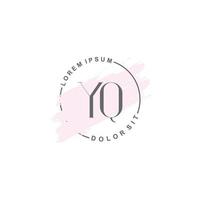 Initial YQ minimalist logo with brush, Initial logo for signature, wedding, fashion. vector