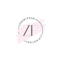 Initial ZF minimalist logo with brush, Initial logo for signature, wedding, fashion. vector
