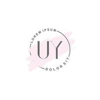 Initial UY minimalist logo with brush, Initial logo for signature, wedding, fashion. vector