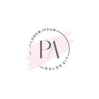 Initial PA minimalist logo with brush, Initial logo for signature, wedding, fashion. vector