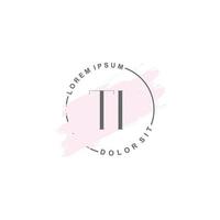 Initial TI minimalist logo with brush, Initial logo for signature, wedding, fashion. vector