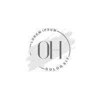 Initial OH minimalist logo with brush, Initial logo for signature, wedding, fashion. vector