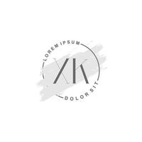 logotipo inicial xk minimalista con pincel, logotipo inicial para firma, boda, moda. vector