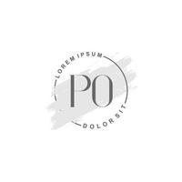 Initial PO minimalist logo with brush, Initial logo for signature, wedding, fashion. vector