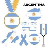 colección de elementos con la plantilla de diseño de la bandera de argentina vector