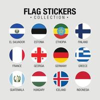 National Flags Of The World Stickers With Names vector