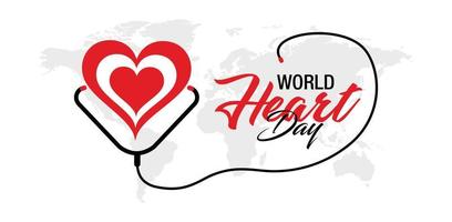 día mundial del corazón con plantilla de diseño de corazón rojo vector