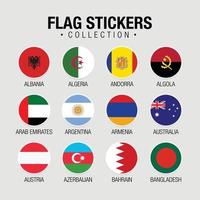 National Flags Of The World Stickers With Names vector