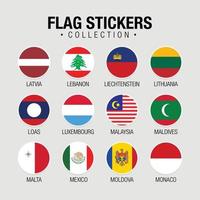 National Flags Of The World Stickers With Names vector