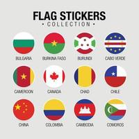 National Flags Of The World Stickers With Names vector