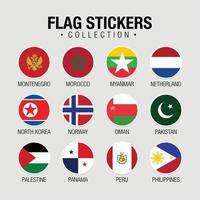 National Flags Of The World Stickers With Names vector