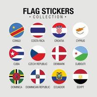 National Flags Of The World Stickers With Names vector