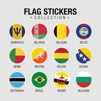 National Flags Of The World Stickers With Names vector