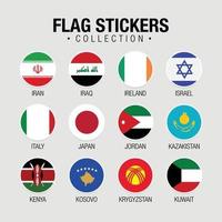 National Flags Of The World Stickers With Names vector