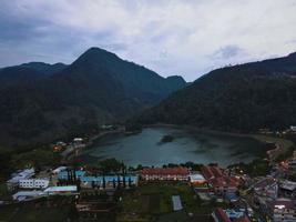 Beautiful aerial view, Lake in the mountains. photo