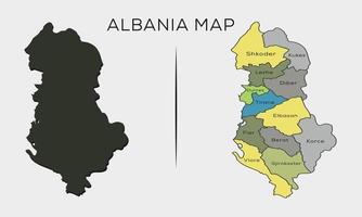 High detailed vector map of Albania. Borders and names of the provinces.