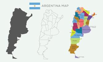 mapa vectorial detallado alto de argentina. fronteras y nombres de las provincias. vector