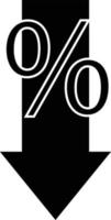 percent icon down on white background. Interest rate reduction sign. flat style. vector