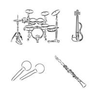 musical instruments vector sketch