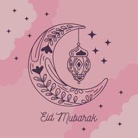 eid mubarak pink card vector