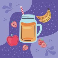 tarro de batido con frutas vector