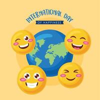 international happiness day lettering vector