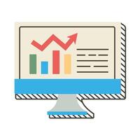 desktop with statistics bars vector