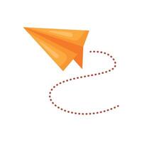 orange paper airplane flying vector