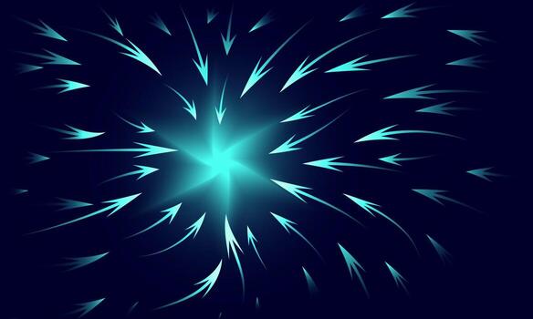 Multiple glowing arrows aimed at a single target to achieve them and grow your business in an abstract background image. vector