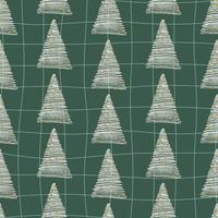 Christmas seamless pattern with small hand drawn fir tree. Vector illustration for wrapping paper, scrapbook etc