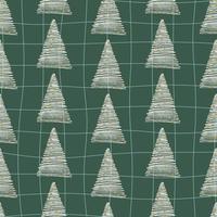 Christmas seamless pattern with small hand drawn fir tree. Vector illustration for wrapping paper, scrapbook etc