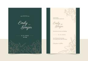 Flora wedding invitation card vector