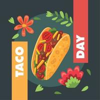 taco day lettering poster vector