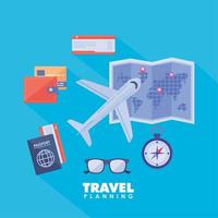 airplane and travel icons vector