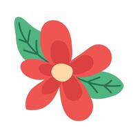 red flower and leafs vector