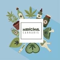 medicinal cannabis lettering frame vector