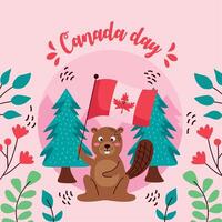 letras del día de canadá con ardilla vector