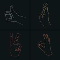Hand sign line art vector illustration
