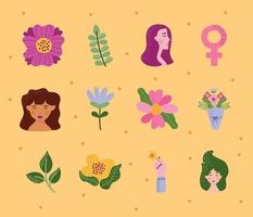 icon set womens day vector
