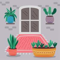 plants in wall vector