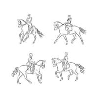 dressage horses vector sketch