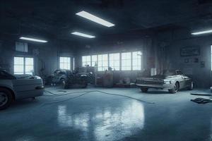 reparación y mantenimiento de automóviles garaje render 3d foto