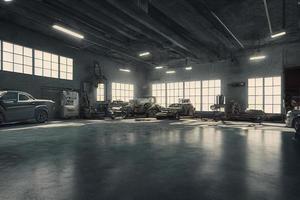 Auto repair and maintenance garage render 3D