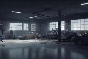 Auto repair and maintenance garage render 3D photo