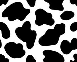 Cow black and white seamless pattern. Dalmatian print. Animalistic abstract pattern. Vector background.