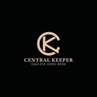 Abstract initial letter CK or KC logo in gold color isolated in black background applied for boutique law firm logo also suitable for the brands or companies have initial name KC or CK. vector